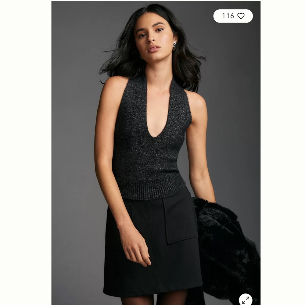 Anthropologie Deep-V Fuzzy Sweater Vest Medium